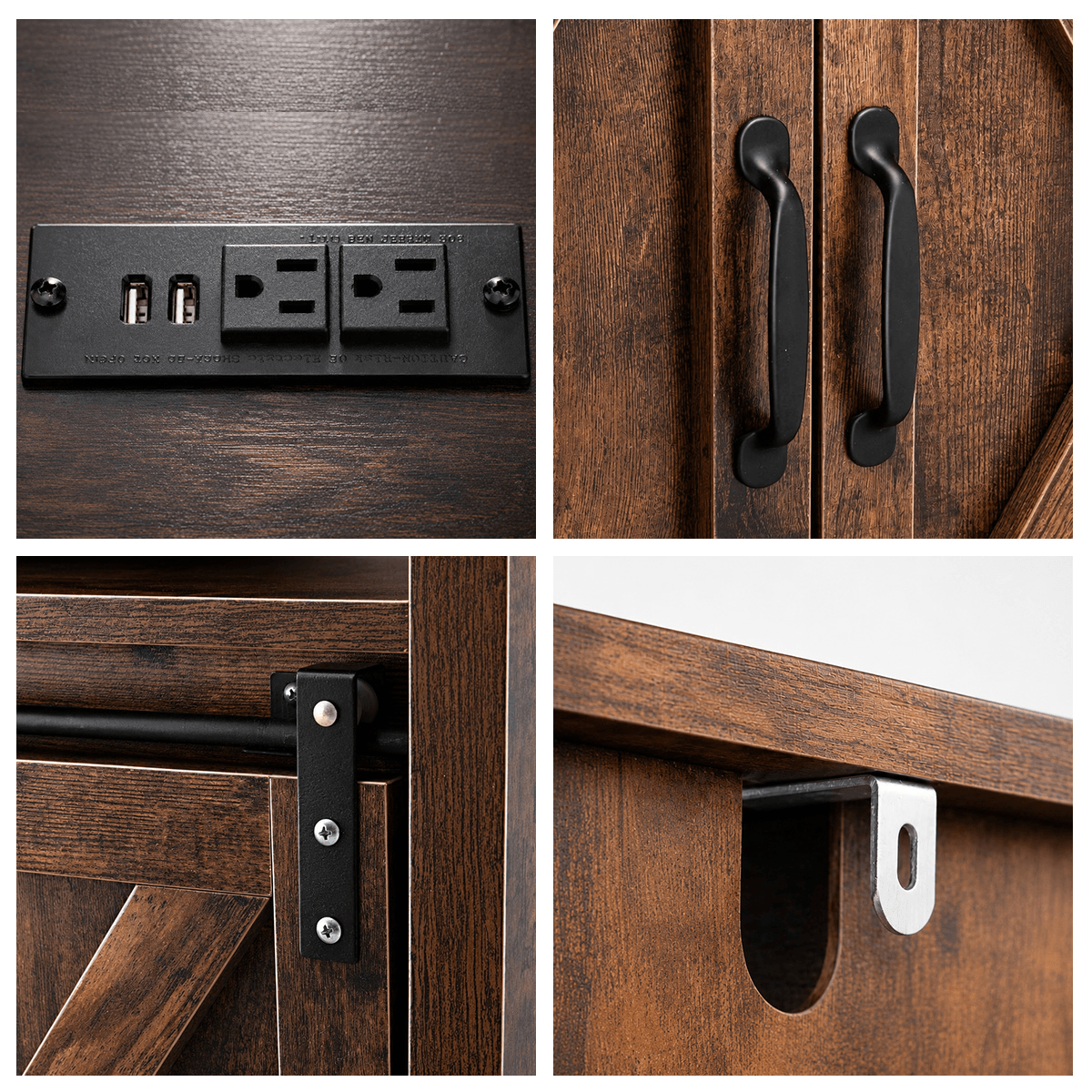 Farmhouse Coffee Bar Cabine / TV Stand with Power Outlet