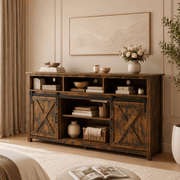 Farmhouse Coffee Bar Cabine / TV Stand with Power Outlet