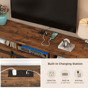 Farmhouse Coffee Bar Cabine / TV Stand with Power Outlet
