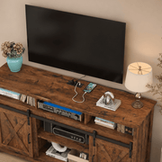 Farmhouse Coffee Bar Cabine / TV Stand with Power Outlet