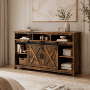 Farmhouse Coffee Bar Cabine / TV Stand with Power Outlet
