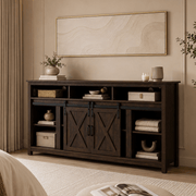 Farmhouse Coffee Bar Cabine / TV Stand with Power Outlet