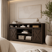 Farmhouse Coffee Bar Cabine / TV Stand with Power Outlet