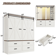 4 Doors Armoire Wardrobe Closet Freestanding
