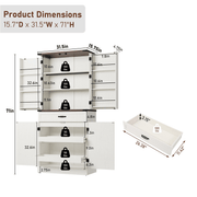 71" Tall Kitchen Pantry Storage Cabinet