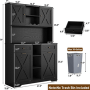 71" Dual Trash Cabinet Pantry Storage Cabinet