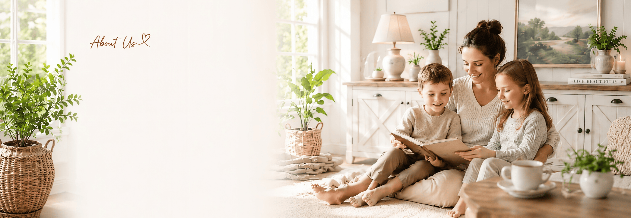 Farmhouse furniture in a warm living room